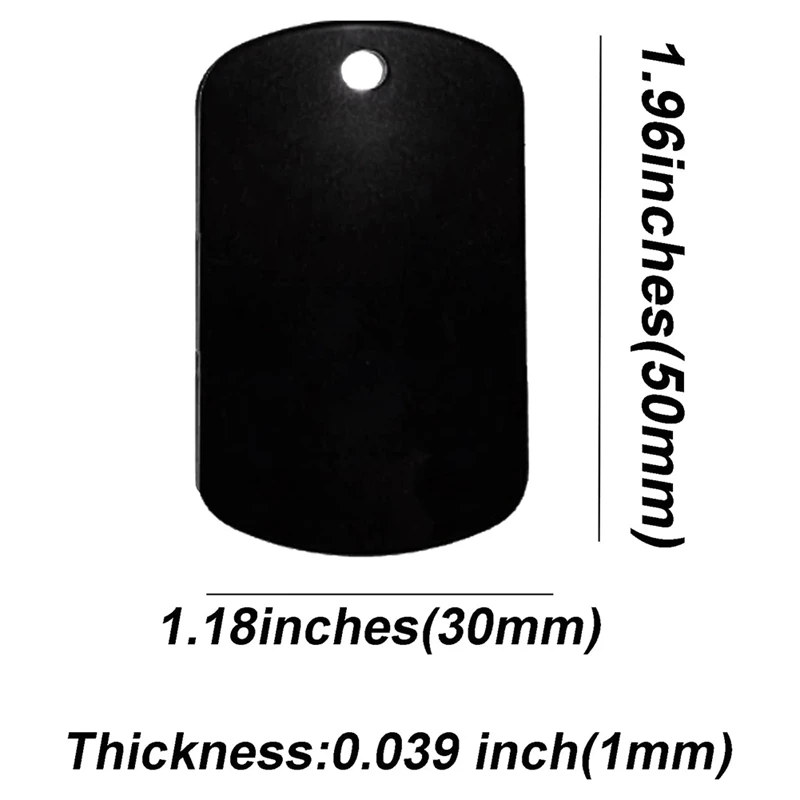 Квадратен метален символичен за лазерно гравиране с 24 сантиметра химикалка верига от неръждаема стомана черен цвят на опаковката 25 бр.