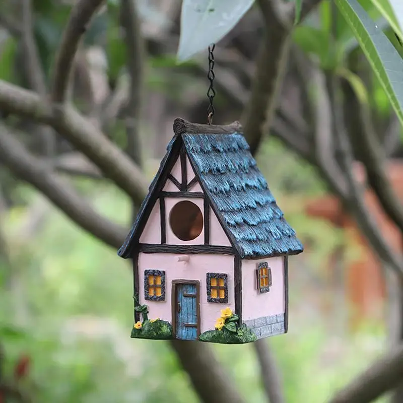 Окачен цветна къщичка за птици от смола Градина Селски къщи Къщичка Външен Декоративен къщичка за малки птици