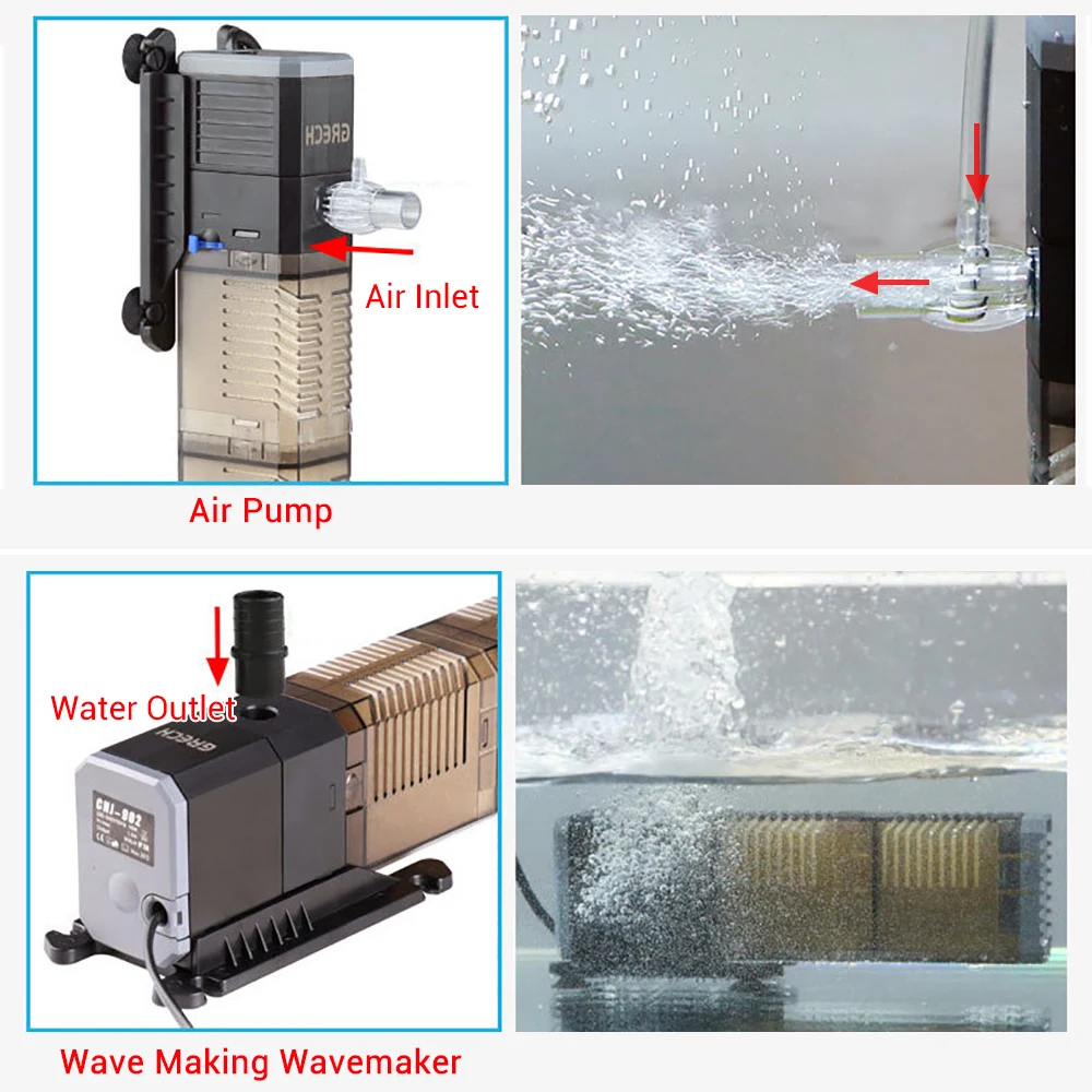 Вътрешен аквариумный филтър Super 4 В 1 Водна помпа Sunsun Многофункционален филтър за аквариум Wave Maker Въздушна помпа за циркулация на водата