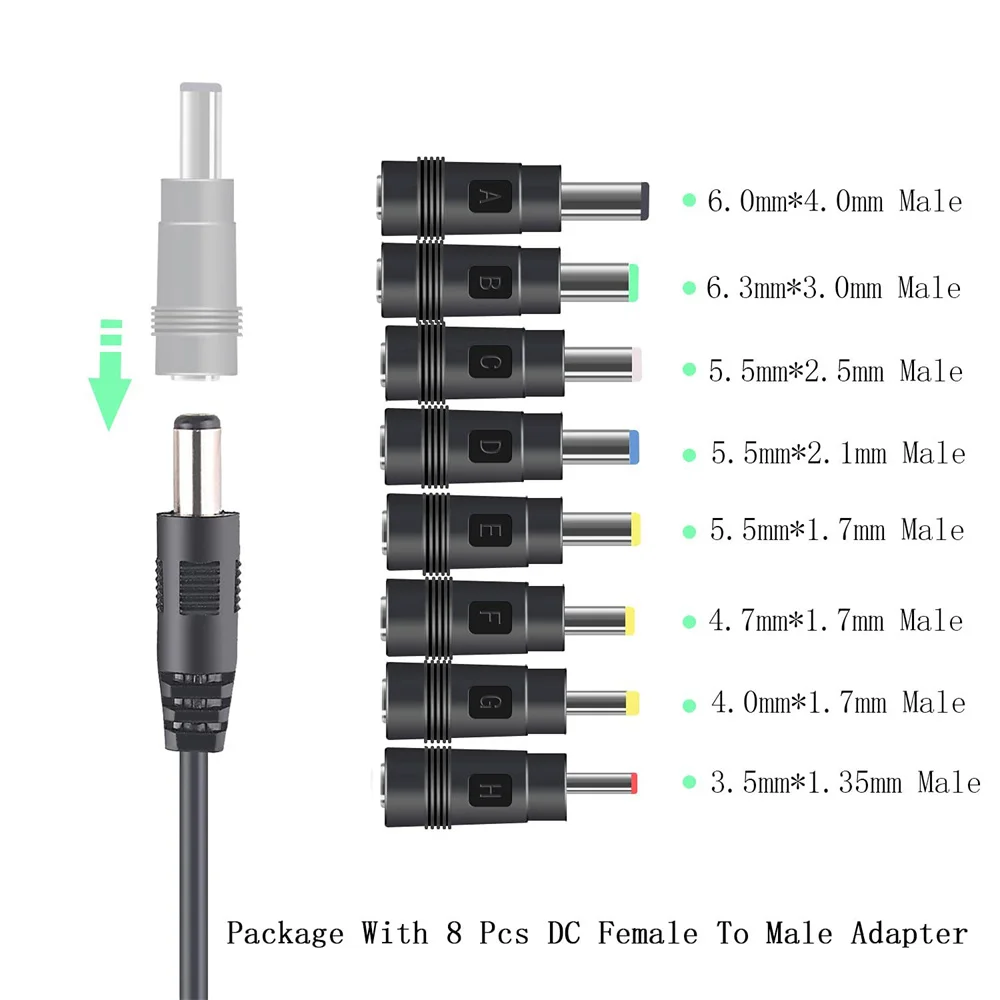 1 ~ 6ШТ Съединители dc 2.0 0.6 2.5 3.5 1.35 4.0 1.7 5.5 2.1 5.5 2.5 мм plug захранване Конектор тип A удлинительный кабел свързване на кабели