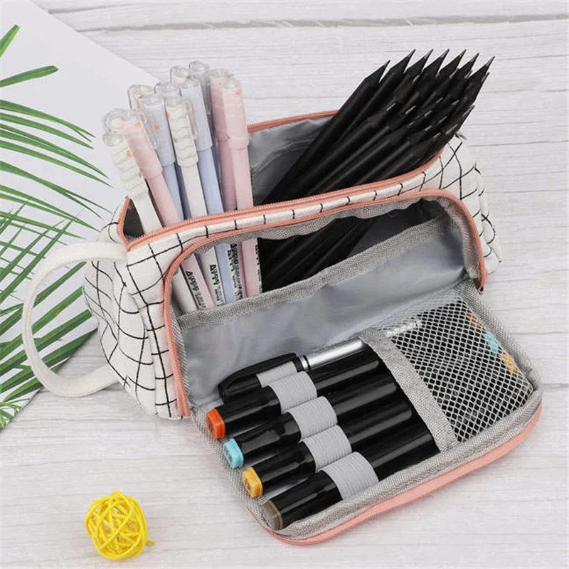 Стационарната чанта за съхранение на химикалки EZONE, чанта за писалки и моливи и многопластова косметичка за пътуване с голям капацитет, обикновено изпъстрен пеналы за моливи