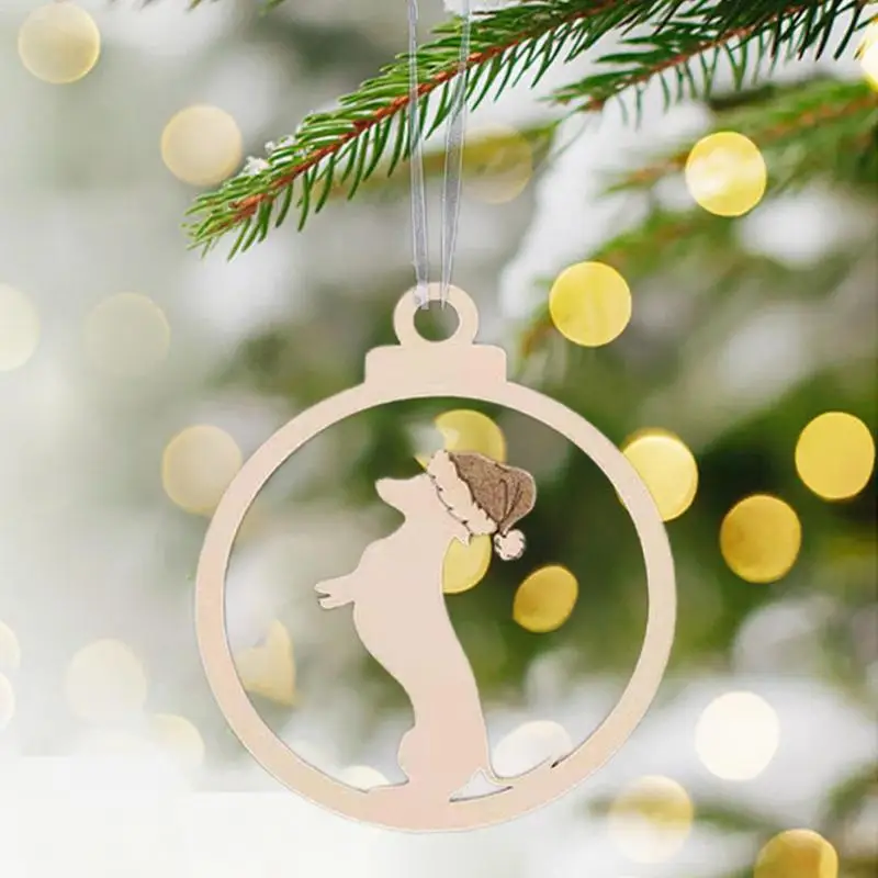 Коледни Дървени орнаменти във формата на Кучешки лапи, Коледно Дърво, Окачване за декор на кучето, украса със собствените си ръце, Окачен Декоративна висулка