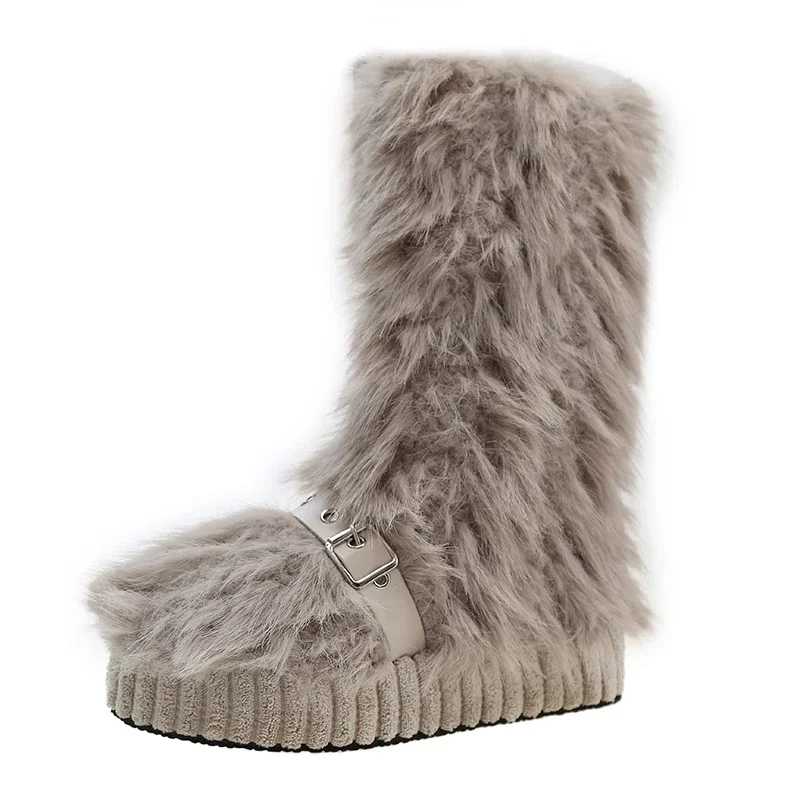 Дизайнерски Дамски обувки; Новост зимата 2023 г.; Модни дамски обувки на меху; Модерен и универсален дамски обувки до средата на прасците; Botas Altas Mujer