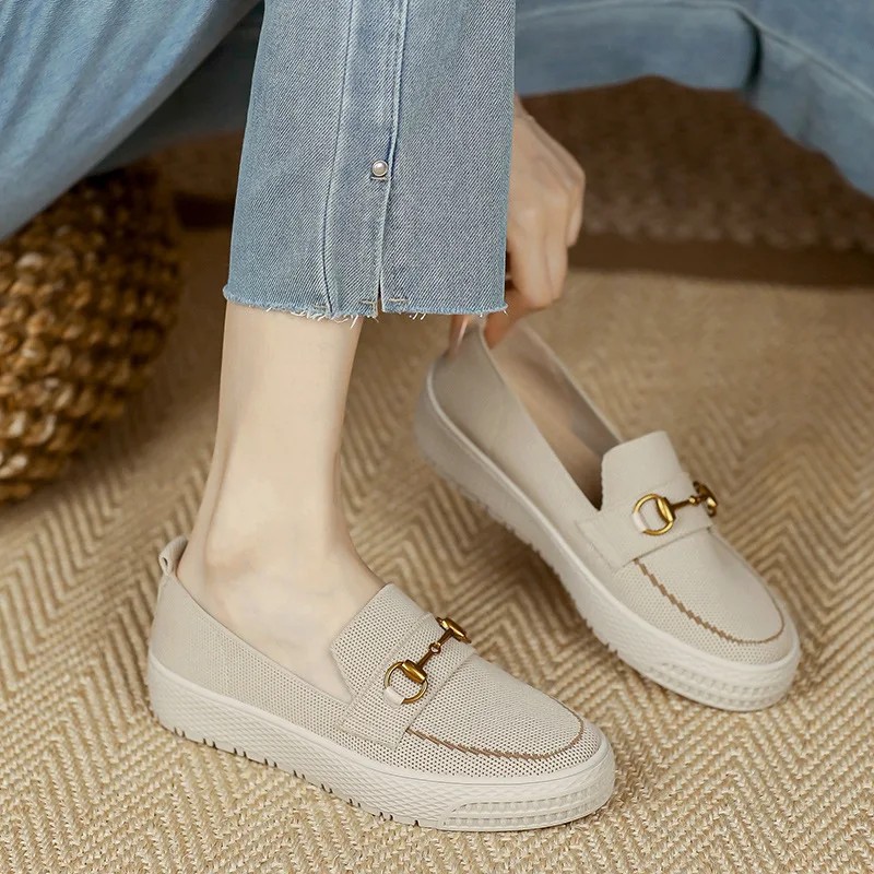 2023Зимняя Нова Японската Рибарско обувки С катарама във формата на Конска глава, Тънки Възли обувки на плоска подметка, Дамски обувки в една стъпка