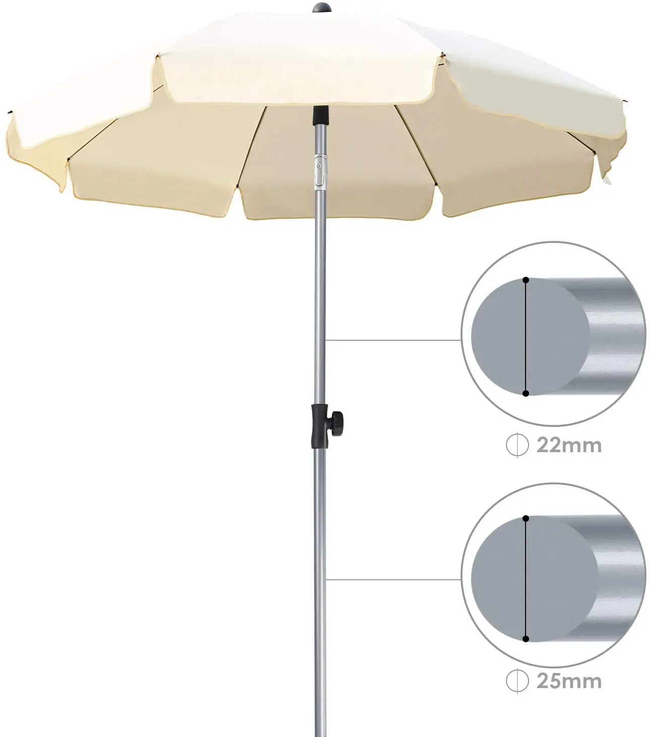 Чадър, кръгли чадъри 200 см, шарнирная защита от uv UPF 50 +, водоустойчив градински чадър, чадър за двор 160 г / м2