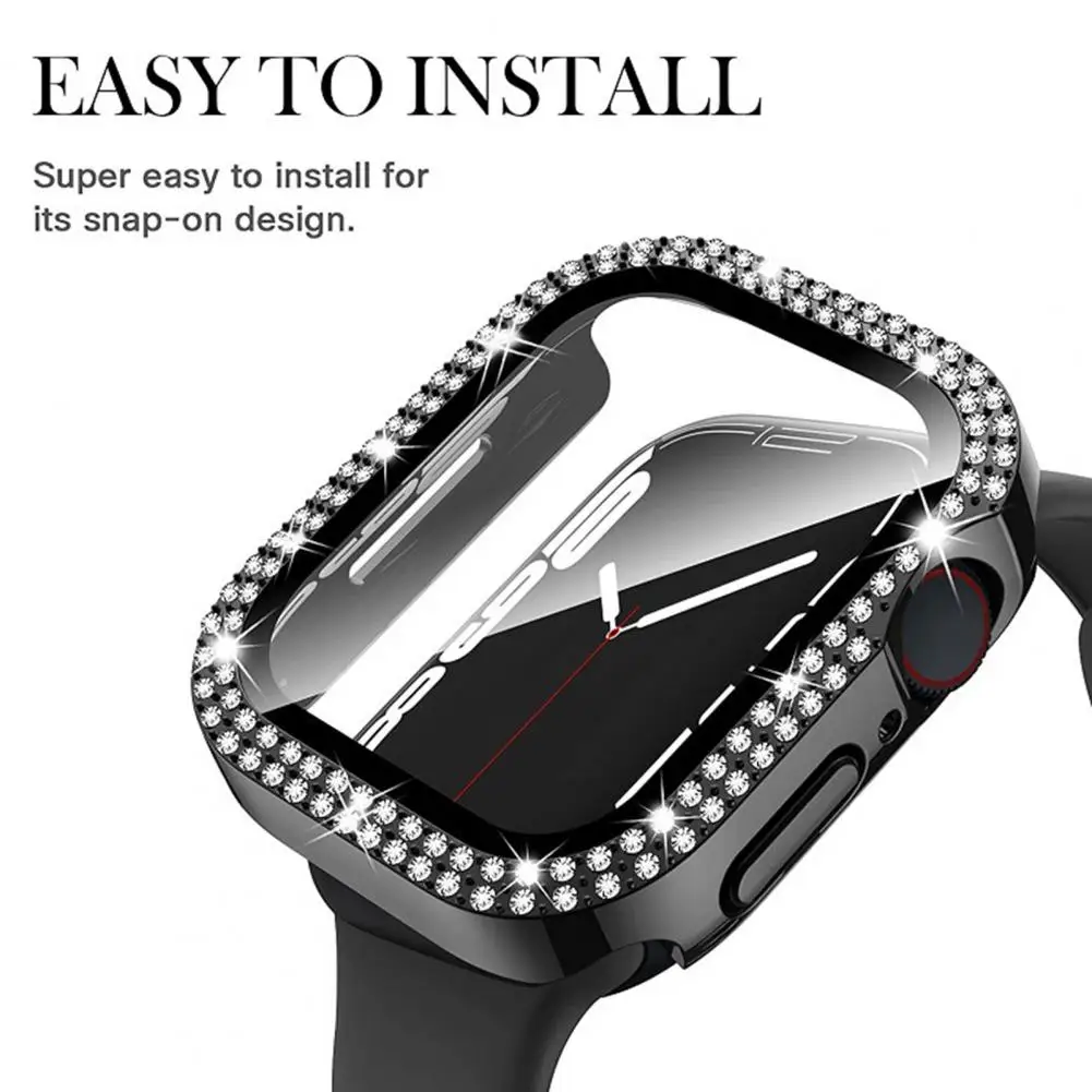 Декор кристали, точен отвор, защитен калъф за часа, Половинное покритие, защитната обвивка за смарт часа Apple Watch 8