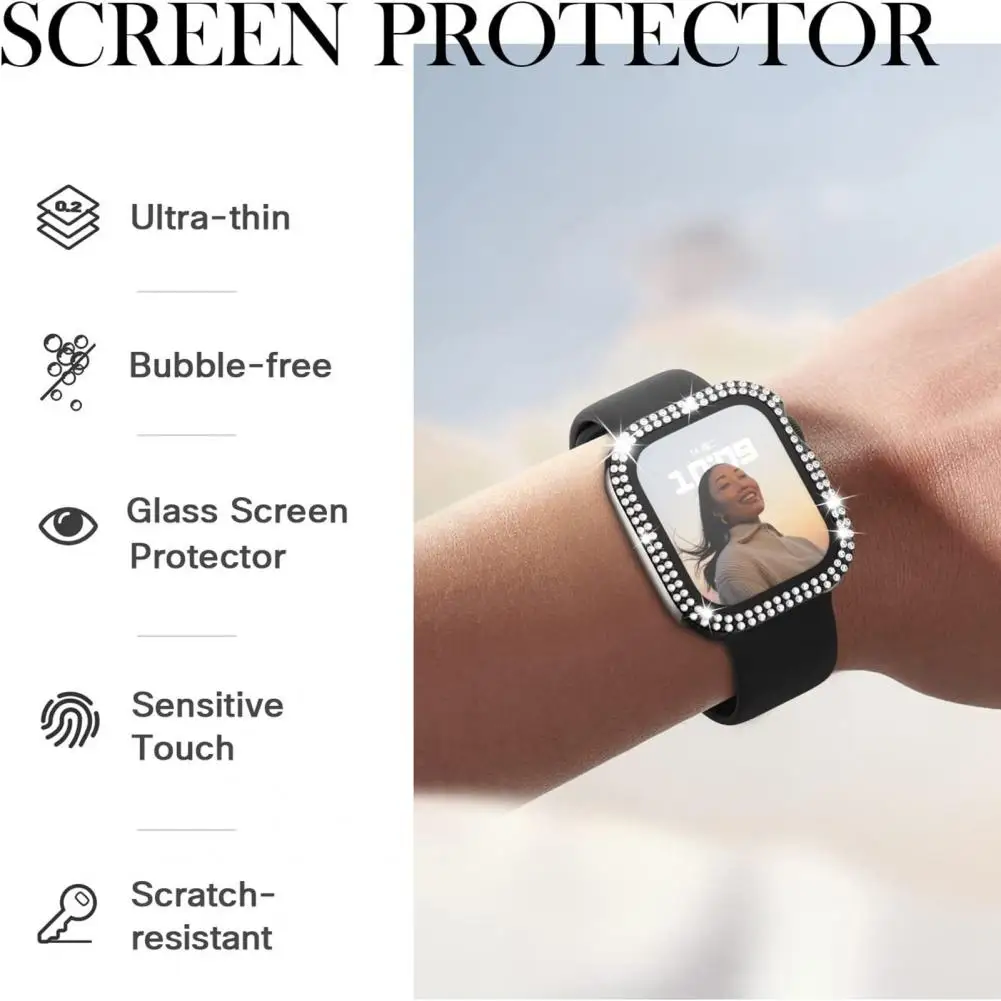 Декор кристали, точен отвор, защитен калъф за часа, Половинное покритие, защитната обвивка за смарт часа Apple Watch 8