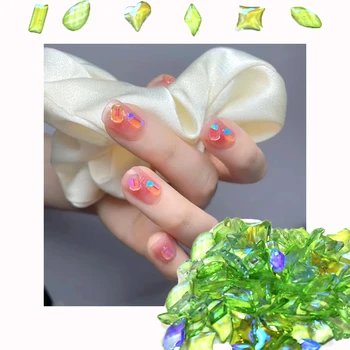 100шт Корейски аксесоари за нокти Прозрачни Висулки с кристали Aurora в корейски стил с плоска обратна страна за нокти Корейски пирони притискат %
