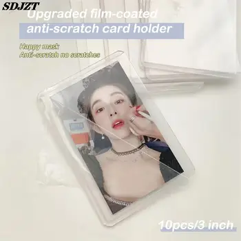 10ШТ Ръкави за фотокарточек Idol в Корейски стил, прозрачен пластмасов държач за събиране на лепкави картички, Прозрачна удебелена на кутията