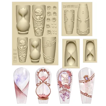 1бр Ангел Пясъчен Часовник 3D Акрилни Форма на Роза Декорации За Нокти DIY Дизайн Нокти Силиконови Форми За Нокти