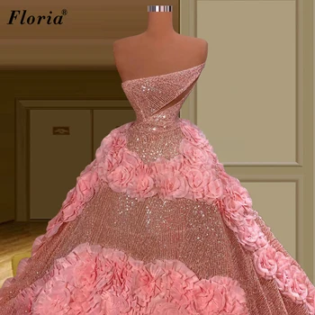 2 Дизайн на розови рокли на знаменитости с дълги цветя, красиви рокли за церемонията по откриването на филма, вечерни дрехи за парти рокля 2021 елегантен