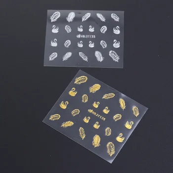 2 елемента САМ Beauty Метални Златисто-сребърни 3D стикери за декорация на нокти Mix Design Стикери за нокти