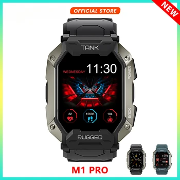 2023 Умен часовник TANK PRO M1, Черни, сини, спортни Смарт часовници за мъже, часовници-фитнес следа, както и да провеждате разговори чрез Bluetooth 5.0 5ATM