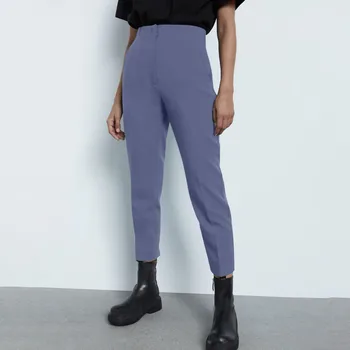 2024 Нови панталон-молив, дамски модерен панталон Nine Minute с висока талия, прилепнали дамски обикновена ежедневни панталони с джобове