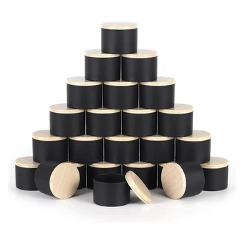 24 опаковки, черни кутии за свещи по 4 грама с капаци, кутии за свещи по 4 грама За производство на свещи на едро, прости за използване.