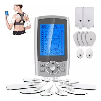 24 режим масажор TENS Therapy с двоен изход, зареждане чрез USB, миостимулятор EMS, LCD дисплей със задно осветление, помощ при болки в гърба, шията, краката