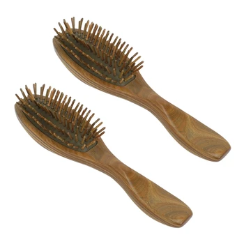 2X Четка За Коса От Сандалово Дърво, Дървени Натурална Масажна четка за коса Ръчна изработка За Разнищване на Косата С Подарък Кутия