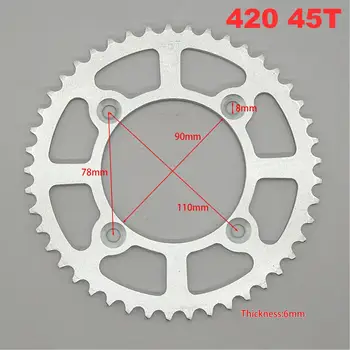 4 дупки, 420 зъбите 45 Т, 90 мм, цветът на задната верига за квадроцикла ATV Dirt Bike