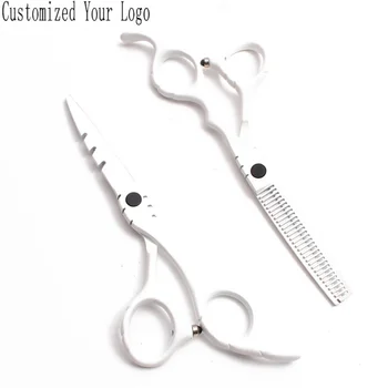 6-инчов Индивидуален Лого 440C Бели Професионални Фризьорски Ножици Филировочные Ножици За Подстригване Комплект Ножици C1010