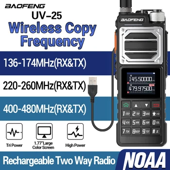 Baofeng UV-25 10W Уоки Токи Tri Band Wireless Copy Frequency NOAA Type-C Long Range High Power Ham Любителски Двупосочен Радио