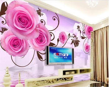 beibehang Interior Advanced Големи 3D Тапети Rose Reflex TV Box Спалня Хол Фон на Стената papel de parede 3d behang