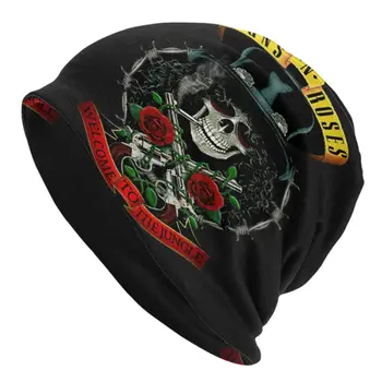 Guns N Rose Лого Steampunk Музикален Принт Шапки-Абсорбатори Модни Вязаная Капачка За Жени, Мъже Топли Зимни Тюбетейки Шапки, Шапки