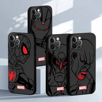 Iron Man, spider-Man Арт Червен телефон Черен мек калъф за iPhone 12 13 Mini 14 Plus SE 7 11 Pro Max XR 6s XS X 8 13 14Pro Capas