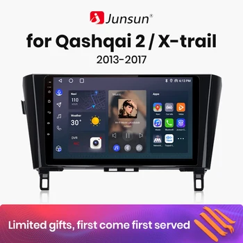 Junsun V1 AI Voice Безжичен CarPlay Android Авторадио за Nissan Qashqai J11 X-Trail 3 T32 2013-2017 4G Автомобилен Мултимедиен GPS 2din