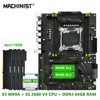 MACHINIST X99 Комплект дънната платка LGA 2011-3 Комплект Xeon E5 2680 V4 CPU Процесор DDR4 4*16 GB оперативна памет NVME M. 2 ssd ATX usb3.0 MR9A