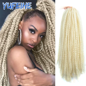 Marley Hair Афро къдрава коса, плетене на 18-инчови синтетични косичек за удължаване на коса, плетене на една кука Marly Twist Braids за жени YUFEIHE