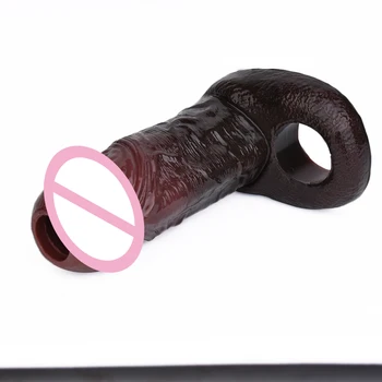 SXXY на Открито дизайн, черен реалистичен ръкав за уголемяване на пениса Със защита от забавяне на еякулацията, секс играчки за мъже, увеличаване на член