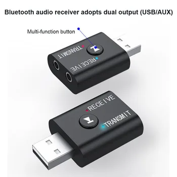 USB 5.0 Bluetooth-съвместими Аудиоприемник-Предавател Адаптер 2 В 1 и 3.5 мм AUX Аудио Безжичен Предавател За Домашна Кола