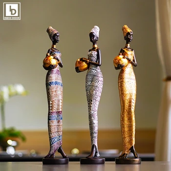 Африка-Африкански Национален костюм Женски Фигурки за момичета Статуетка Бижу на работния плот Всекидневна Начало декор Декорация на Дома