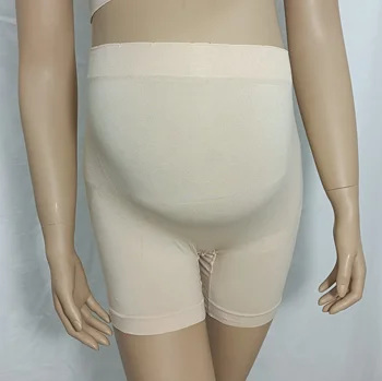Безшевни къси панталони за бременни, които поддържат корема, Коригиращото бельо за бременни, къси панталони за жени, меко бельо до средата на бедрото