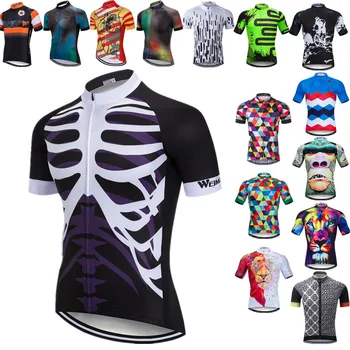 велосипедна майк Skeleton, мъжки дишаща велосипедна фланелка, анти-UV, велосипедна риза, върховете на състезателни велосипеди, дрехи за пътят мотори, Мотор облекло