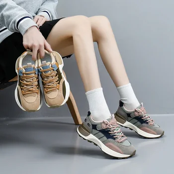 Дамски маратонки за бягане, удобни ежедневни спортни обувки, Дамски модни тенис маратонки дантела, Дизайнерски, спортни обувки