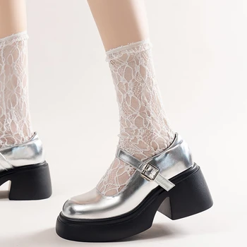 Дамски обувки 2023 г., Нови Сребристи Обувки на Мери Джейн, Сладки Обувки в стил Лолита