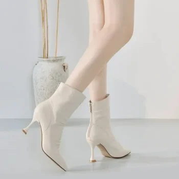 Дамски обувки; Новост 2023 г.; плисе дамски обувки; Модни обикновена офис и кариера пикантен дамски обувки до средата на прасците с остри пръсти; Zapatos;