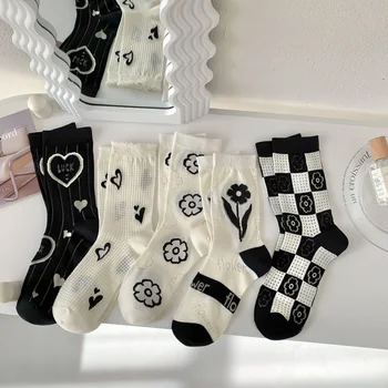 Дамски памучни чорапи със сладък буква C, обикновена чорапи Harajuku, скъпа ежедневни усмивка на глезените, смешни чорапи, лято