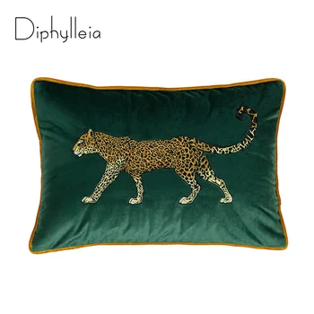 Декоративна калъфка Diphylleia в ретро стил от луксозен кадифе със златни леопардовой бродерия, калъф за дивана, Безплатна доставка