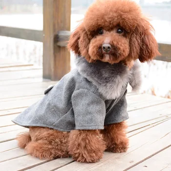 Зимни дрехи за кучета, яке с кожа яка за котки, палто, пуловер, приятна мека облекло за кутрета за малки до средни кучета, домашни любимци,