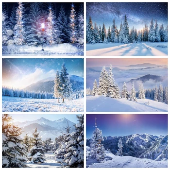 Зимните фонове Laeacco, бор, сняг, Коледни фотофон, фонове, за снимки, фотозона на рождения ден на детето, подпори за фотосесия.