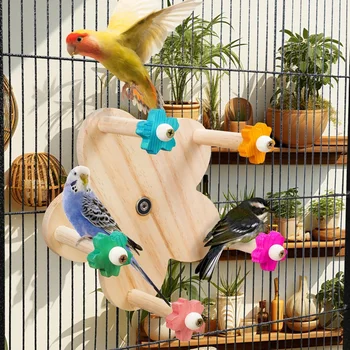 Играчка-птица, въртящата се жердочка, Дървена играчка-колело с папагали, Подвесная клетка за птици, сменяеми аксесоари