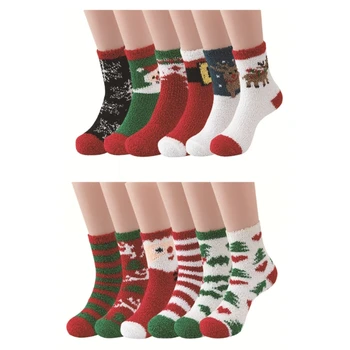 Коледни пухкави чорапи Пухкави Коледни Удобни чехли Удобни чорапи, Коледни чорапи, Топли чорапи за сън Мини чорапи