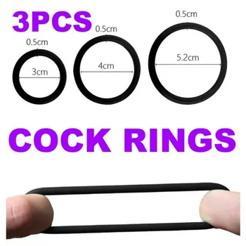 Комплект от 3 теми, пръстен за пенис за мъже, лупа мъжки пениса за забавяне на еякулацията, играчки от секс магазин за двойки, халка за пениса