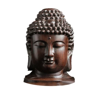 Креативна Нова Статуя на Буда Дървена фигура на Татхагаты Шакямуни, Статуята на Главата на Буда от Индия, чиято Декоративна украса, ръчно изработени