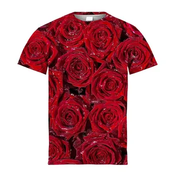 Лятна Гореща Разпродажба на Мъжки Тениски Beauty Rose Personality С Кръгла яка, Модерен Топ в стил Хип-Хоп С Къс Ръкав, Креативна Благородна Риза