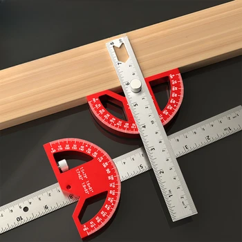 Многофункционална ъглова владетел, метричен инча, двухсистемный дървообработващи измервателен инструмент, пълен с ъгъл 180 °, линийка за измерване на ъгъл рисуване