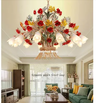 Модерен цветен дизайн D65cm H40cm Осветление, полилеи Стъклена лампа Розовата лампа Висящи осветителни тела за хол с Трапезария и осветителни Тела за спалнята