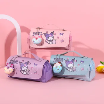 Молив случай Sanrio аниме Hello Kitty Kuromi Детски молив случай Платно молив случай на голям капацитет от Детски подарък